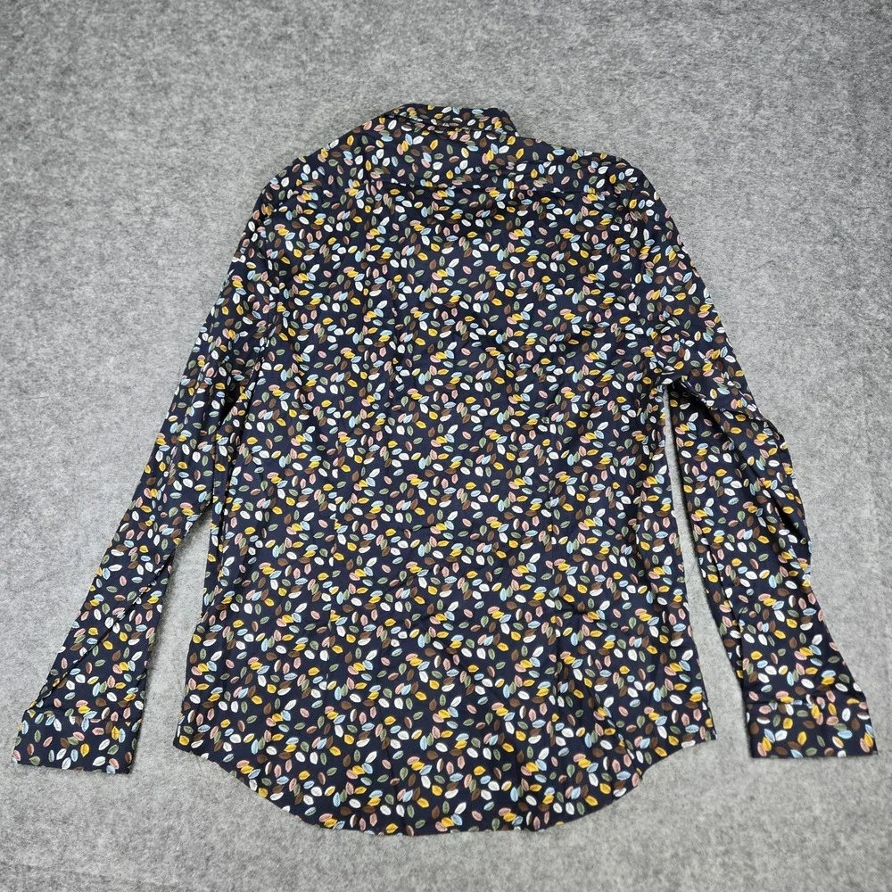 Paisley & Gray Shirt Mens 2XL 19 Slim Fit Long Sleeve Button Down Navy & Leaves - Picture 5 of 8
